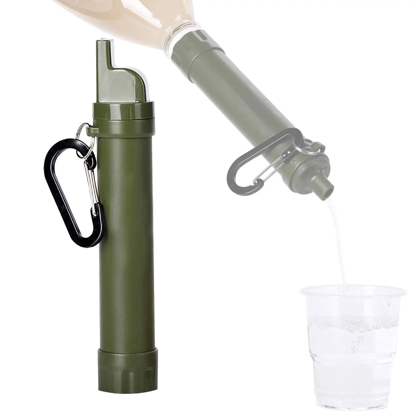 Outdoor Water straw  Water Filtration System Water  with Carabiner for Emergency Preparedness Camping Traveling Backpacking