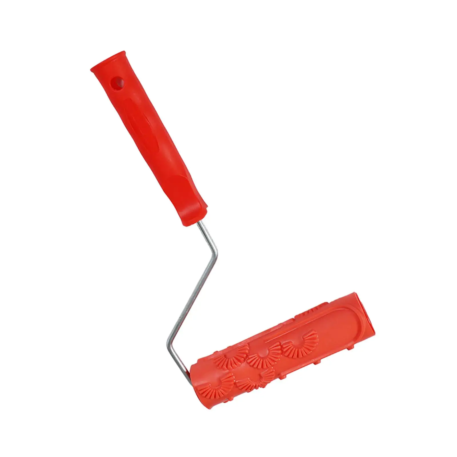 180mm Texture Rubber Paint Roller Brush Decorative Tool with PP Handle Smooth Rolling Accessory for Household Use Red Durable