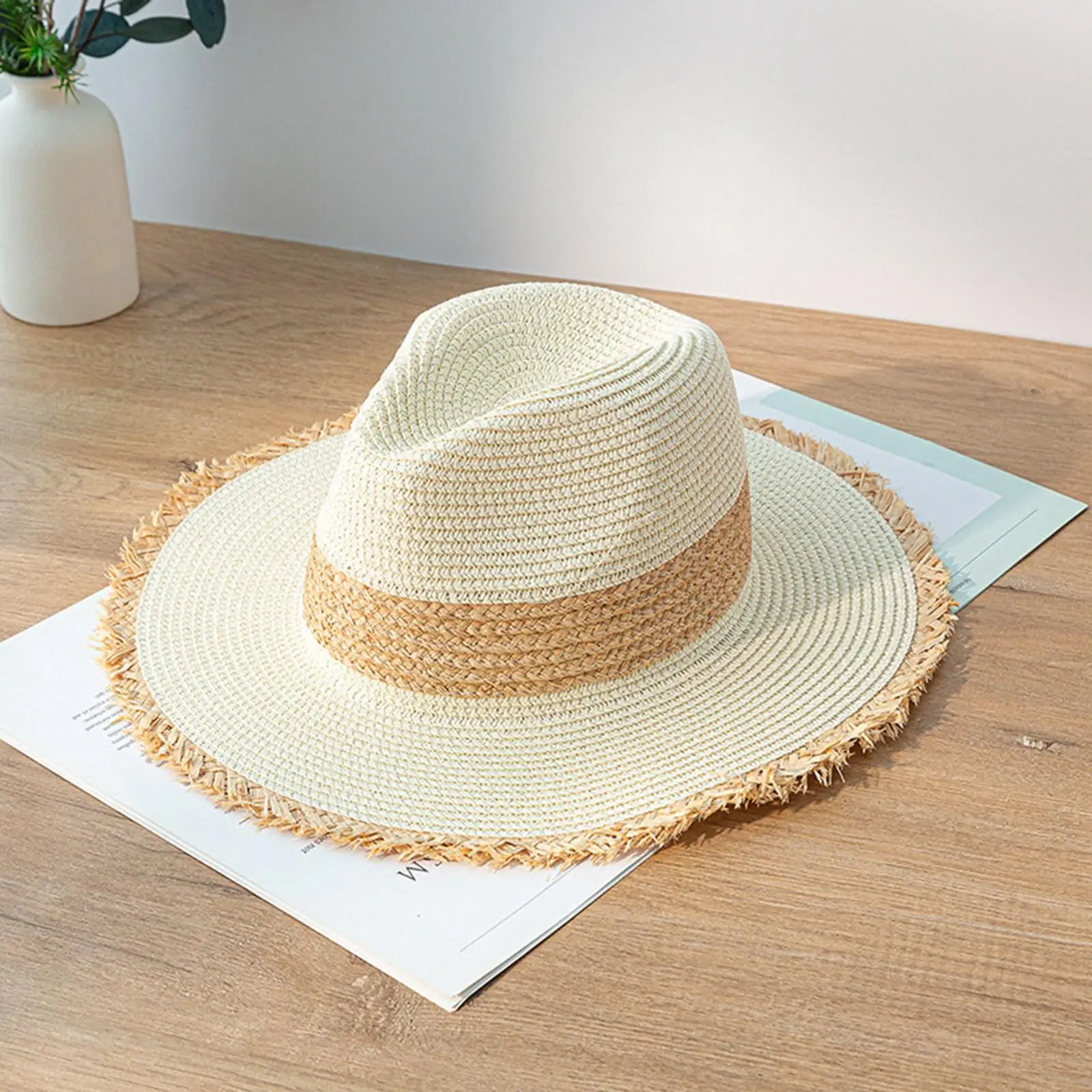 Retro Style Straw Hat Summer Wide Brim Travel Sunshade for Women Ladies Gift
