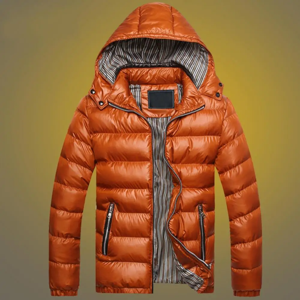 de inverno casacos quentes para os homens de cor sólida com capuz manga comprida zip up bolso para baixo casaco acolchoado erkek mont 