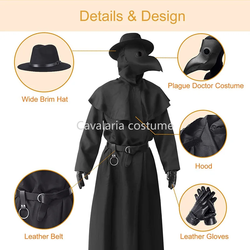 Men Plague Doctor-Medieval Hooded Party Costume