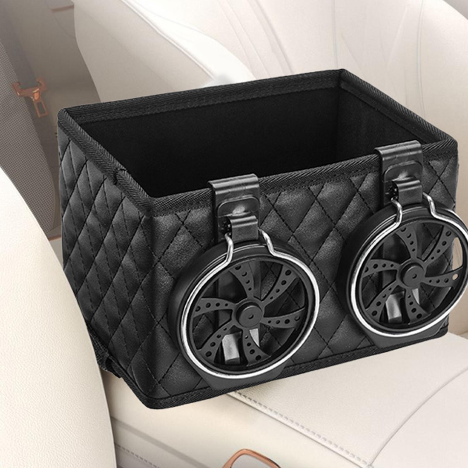 Universal Car Storage Box Multifunctional Car Console Side 2 in 1 Tissue box Cup Holder for Paper Towels Keys