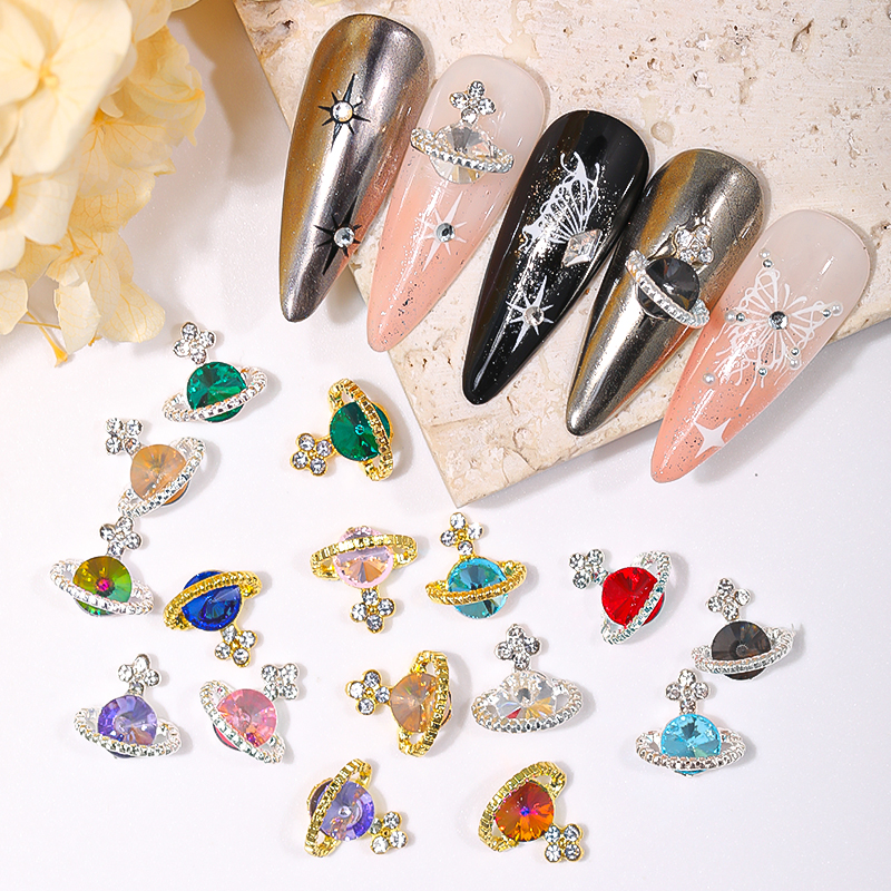 Best of 3D Japanese Planet Jewelry Nail Art Saturn Jewelry Versatile Gold Silver Super Flash Rhinestone DIY Nail Decoration Accessories Reviews & Tips