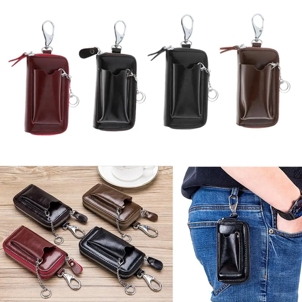 Mens Fashion Zip Around 6 Hook Key Case Car Key Holder Wallet