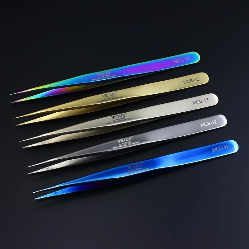 Best of 100% Genunie VETUS MCS-15 / 12 Series Rainbow Tweezers False Eyelash Extension Tweezer Stainless Steel Colorful Tweezers Reviews & Tips - Image 2