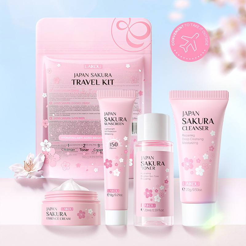 Best of LAIKOU Sakura Skin Care Sets Facial Cleanser Face Cream Serum Toner Moisturizing Brightening Anti Wrinkles Face Care Kit Reviews & Tips