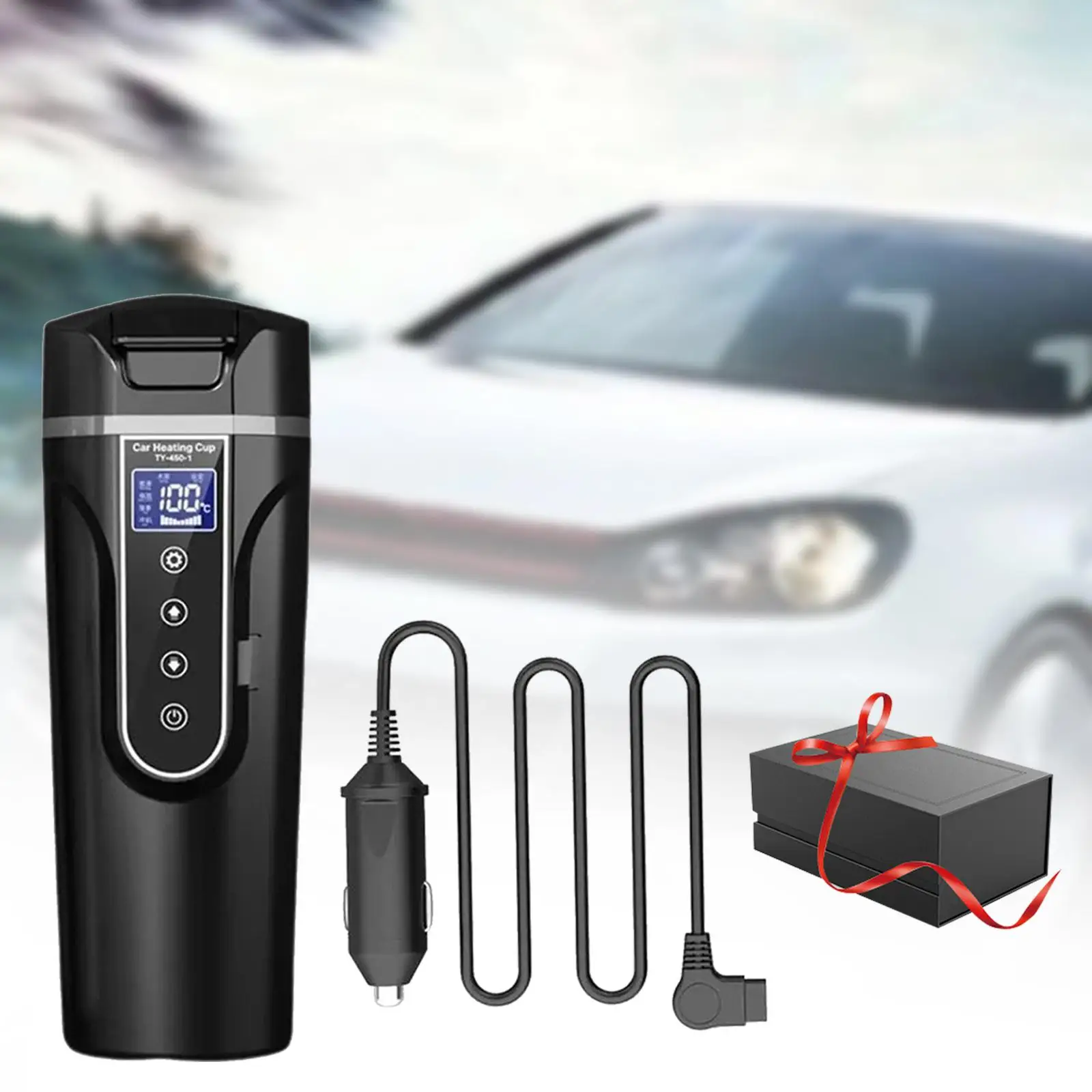 Car Heating Cup Water Boiler Vacuum Insulated Mugs 24V/12V Car Traveling Kettle for Car Truck Drivers Trip Tea Coffee Water Milk