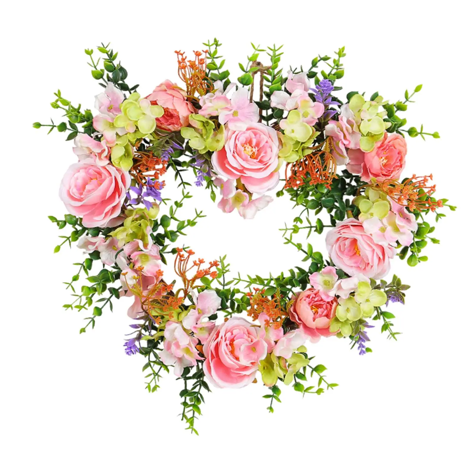 2024 Valentines Day Heart Shaped Artificial Rose Wreath Lightweight Durable Lifelike Front Door Wreath for Outdoor Indoor