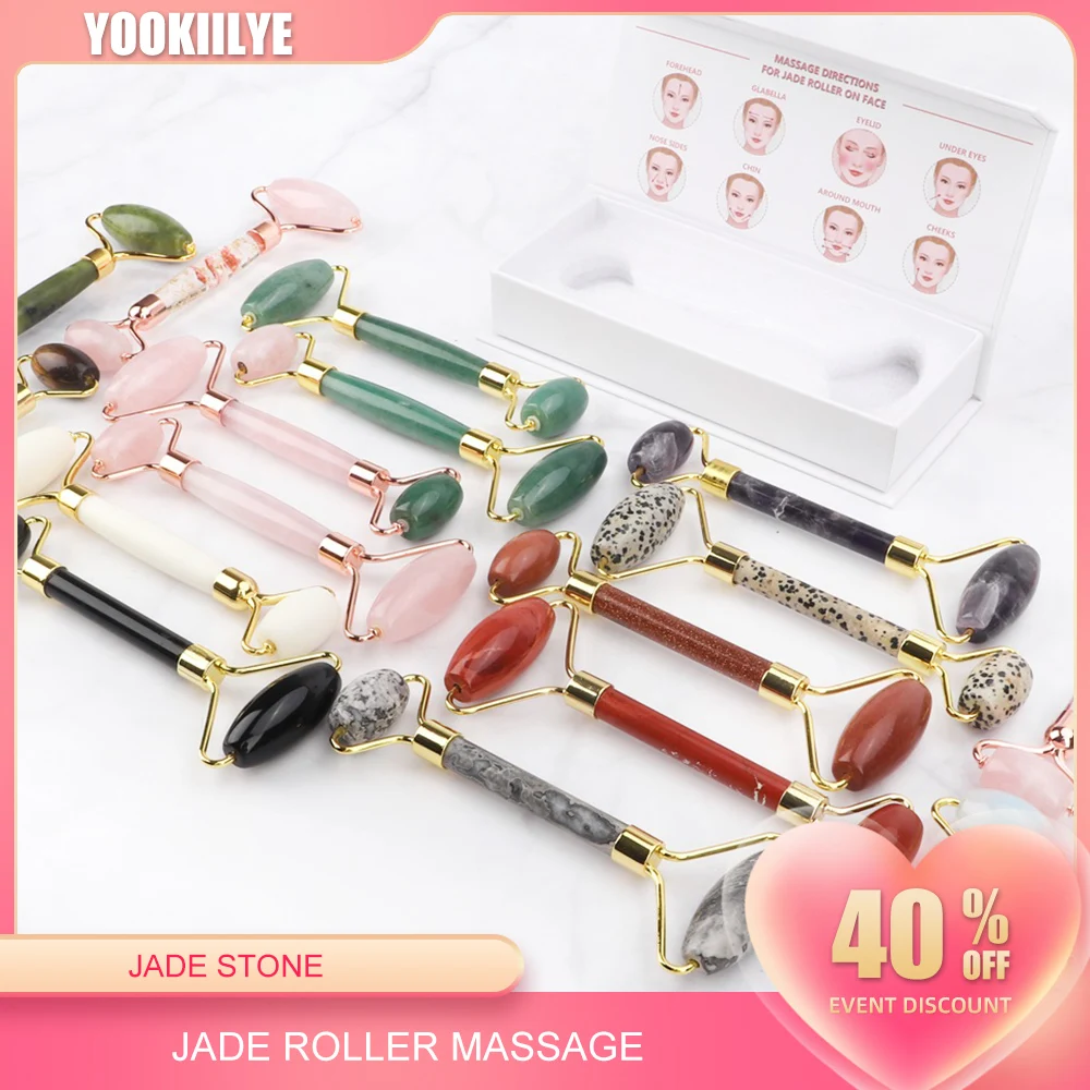 Best of Jade Roller Facial Massager Double Heads Natural Quartz Jade Stone For Face Lifting Slimming Anti-Aging Body Relax With Gift Box Reviews & Tips