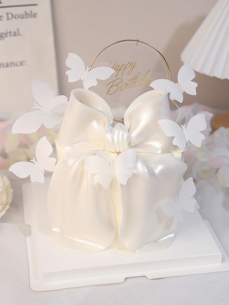 Description Picture 2 of itemWhite Butterfly Cake Decoration Happy Birthday Cake Topper Handmade for Wedding Birthday Party Baby Shower Supplies Gifts