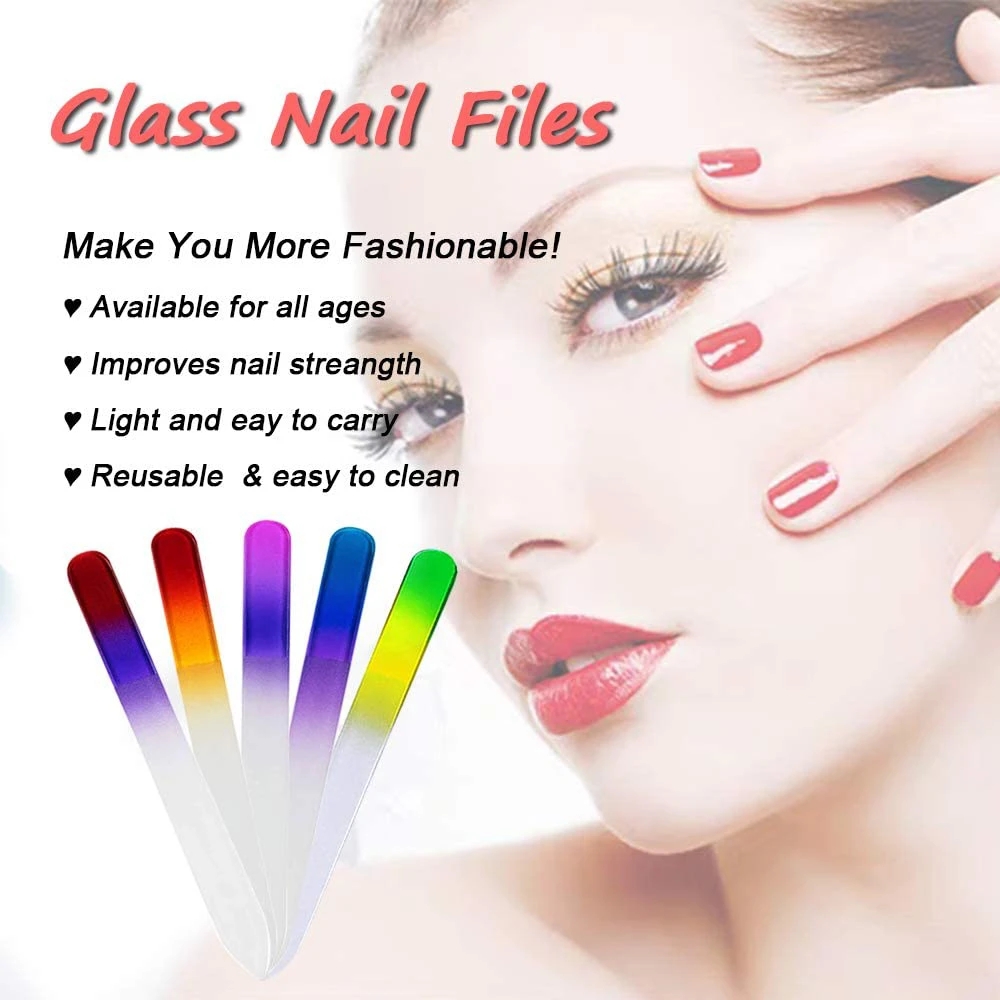 Best of Professional Crystal Glass Nail Files Durable Gradient Double Sided Nail Art Buffer Files With Cases For Women Girl Beauty Tools Reviews & Tips - Image 6