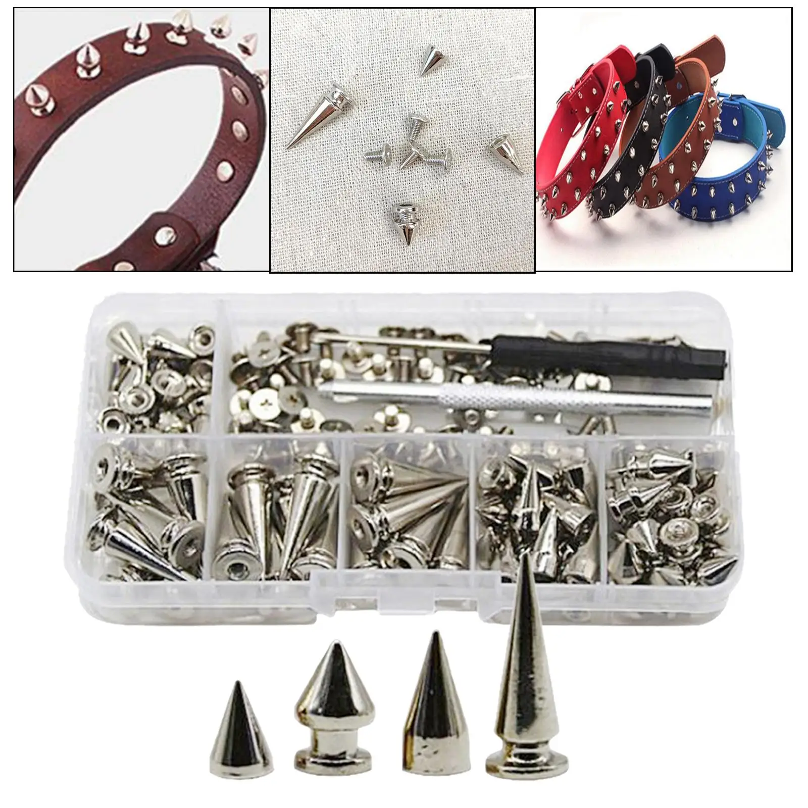 80x Zinc Alloy Cone Spikes Punk Rivets Stud Screw for DIY Leather Shoes Garment Jacket