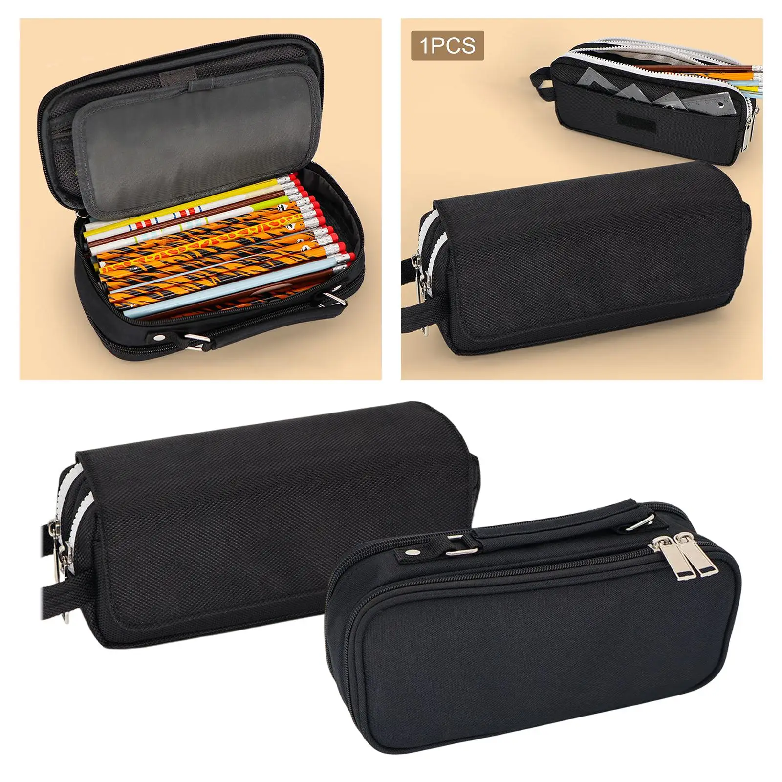 Portable Pencil Pouch Pen Marker Holder Pen Bag Makeup Cosmetic Bags with Handle for School Office Children Boys Girls Teens