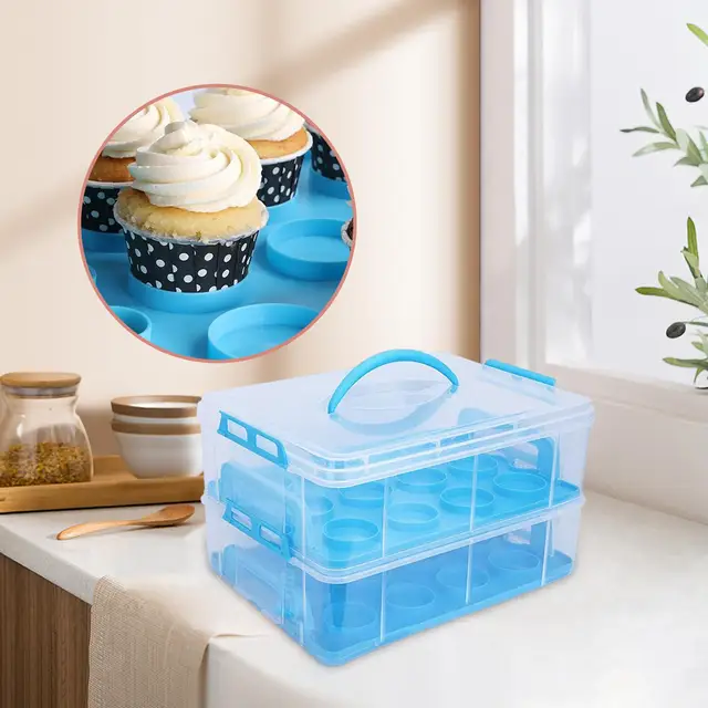 Clear Tiers Cupcake Carrier with Locking Lid Portable with Handle Food Transporter  Cupcake Holder for Baked Treats Pies - AliExpress