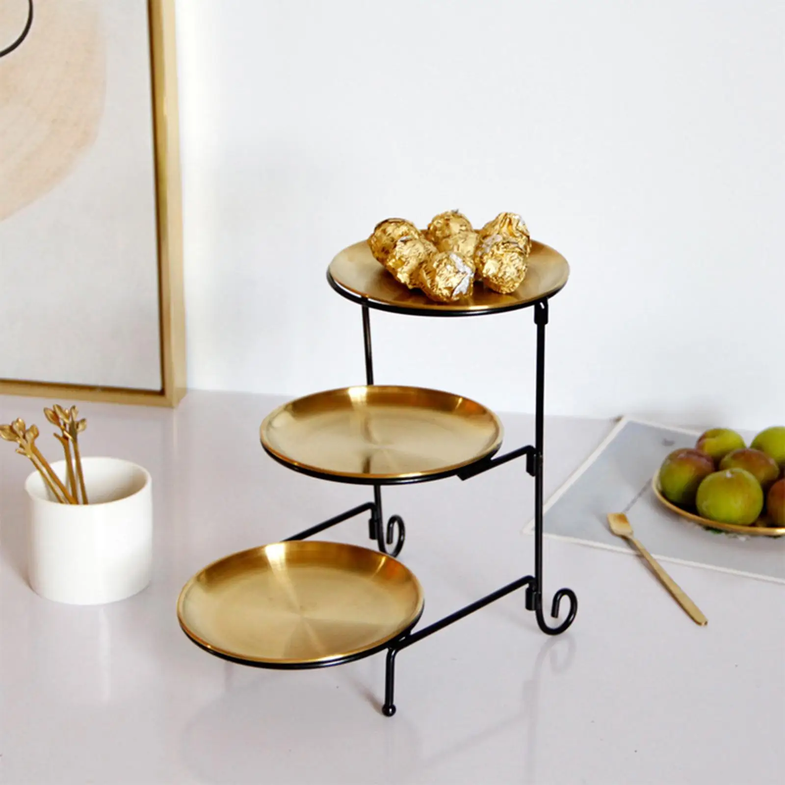 European Style Cupcake Cake Stand Snack Storage Tray 3 Tiered Serving Tray for Christmas Thanksgiving Buffet Party