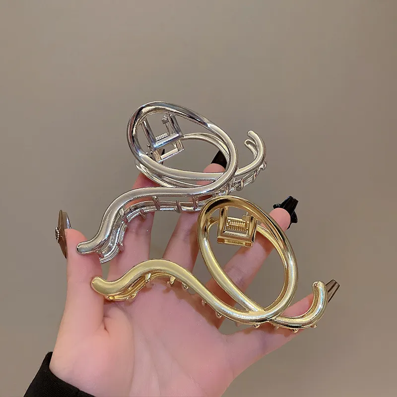 Korea Punk Metall Gold Silber ovale Haar Krallen clips für Frauen trend ige große geometrische Krabben fängt Klemme Mädchen Schmuck Accessoires – Detail 6