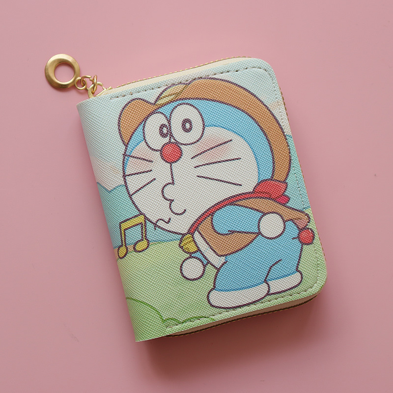 Heißer Verkauf Doraemon Kurze Tasche Anime Druck Nette Brieftasche Cartoon Karte Halter Mini Zipper Geldbörse Kawaii Geldbörsen Schlüsselanhänger Fall – Detail 9