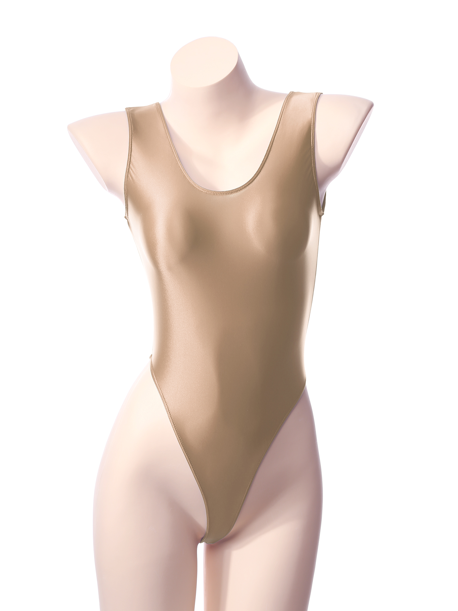 Ölglänzender Damen-Badeanzug, ärmellos, hoch geschnittener Tanga-Body, einteilige Badebekleidung, Yoga, Sport, Fitnessstudio, Fitness, Badeanzug, Kostüm – Detail 6