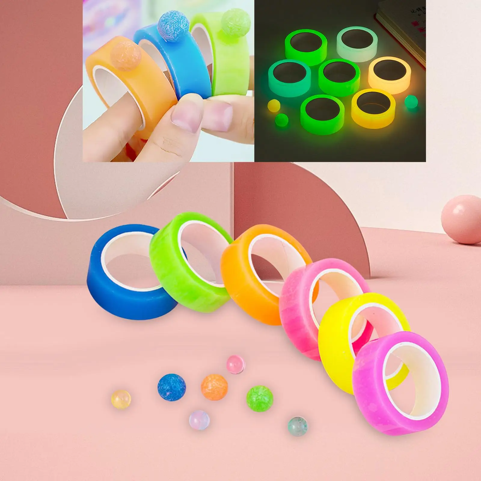 6Pcs Sticky Ball Tapes Colored DIY Rainbow Sensory Toy for Kids