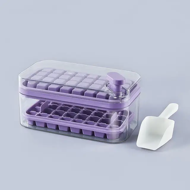 32/64grid Pressing Style Ice Mold Box Plastics Ice Cube Maker With