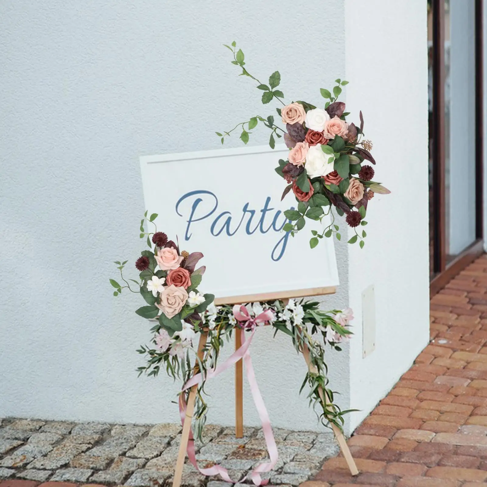 2x Wedding Arch Flower Swag Floral Arrangement Door Wreath Centerpiece Garland for Arbor Window Wedding Car Reception Wall
