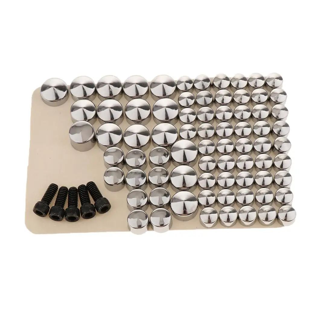 80x Motorcycle Chrome ABS Bolt Toppers Caps Covers Kit for Harley FLT/FLH