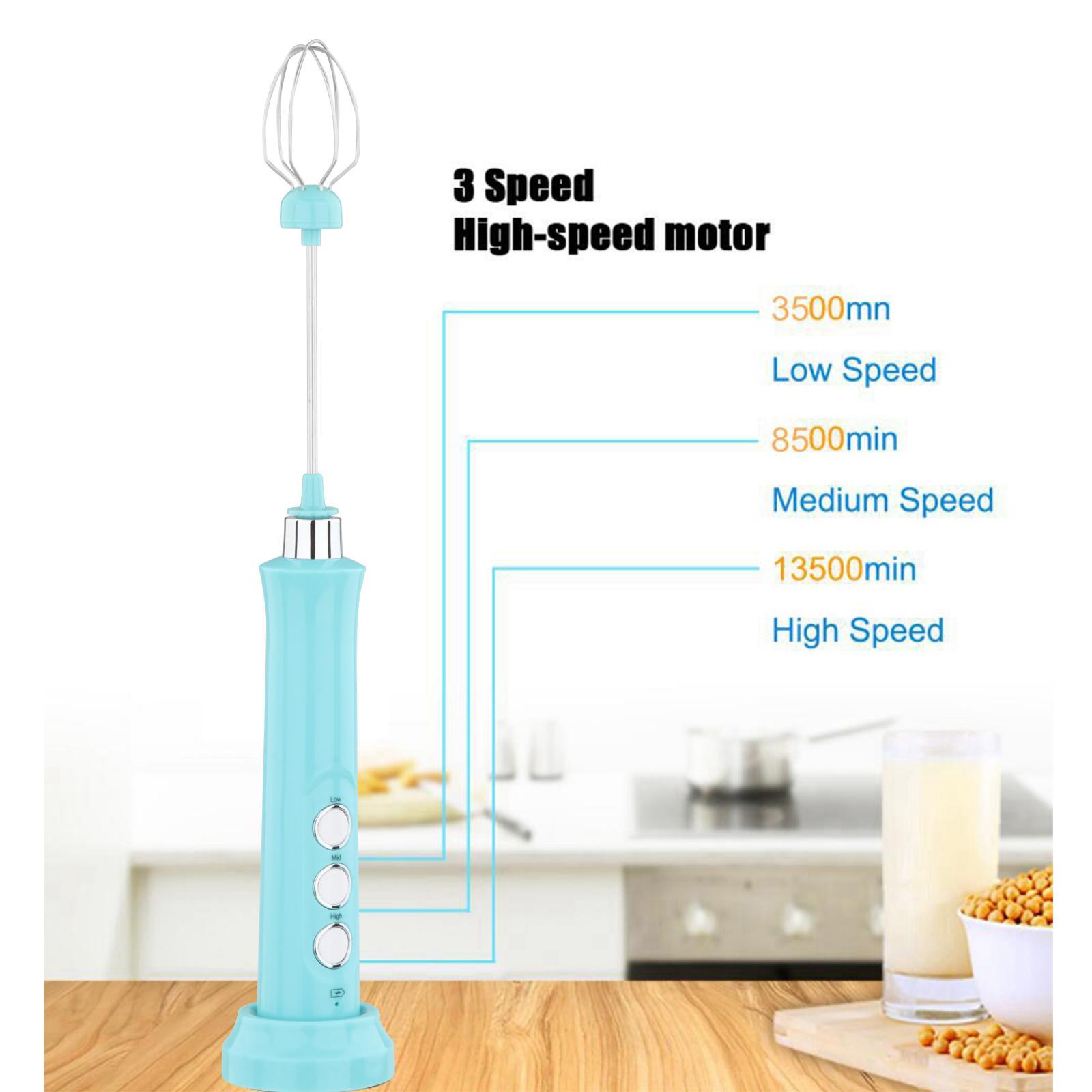Handheld Electric Milk Frother 3-Speed Adjustable Egg Beater for Hot Chocolate Cappuccino