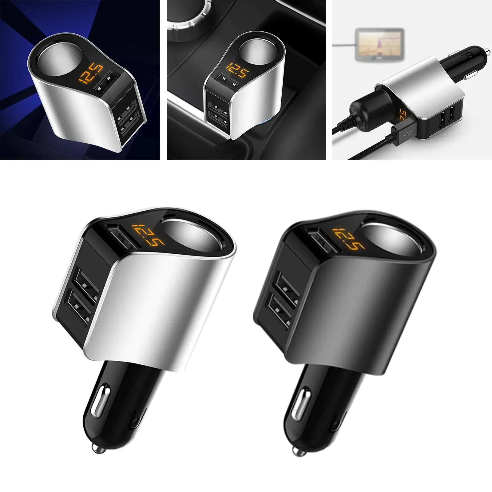 4 in 1 Fast Car Charger Fast Charging 12V-24V Universal Cigarette Lighter Adapter Fit for Mobile Phone Digital Products Truck