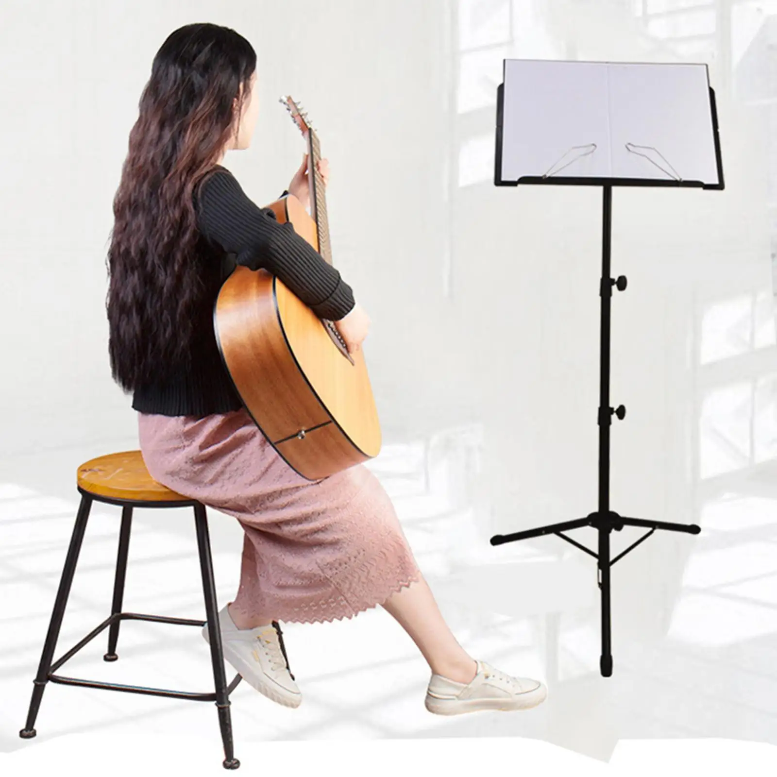 Professional Musical Stand W / Clip Holder Adjustable Height From 26 