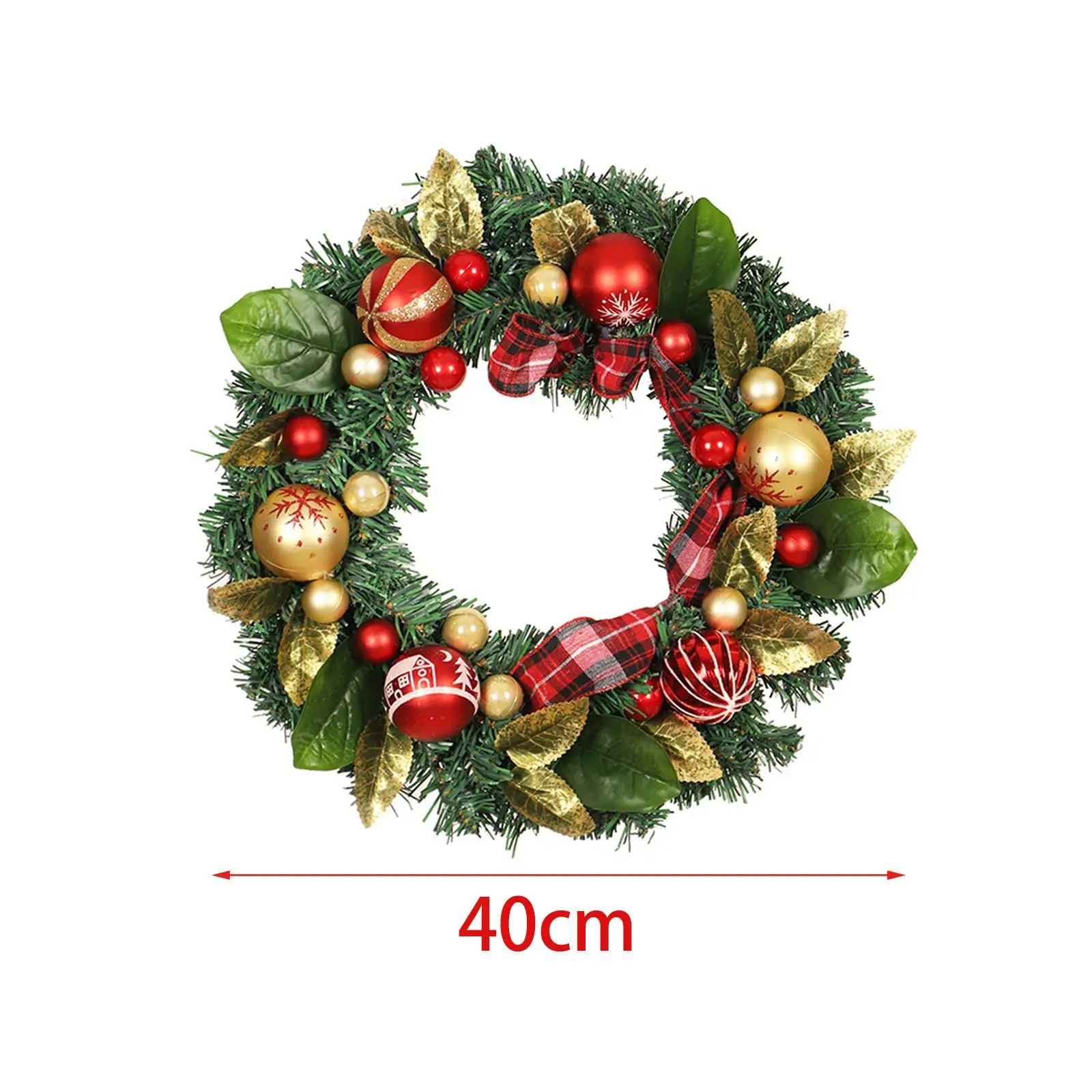 Artificial Christmas Wreath with Light Greenery Leaves Christmas Ball Garland for Thanksgiving Window Yard Festival Decoration