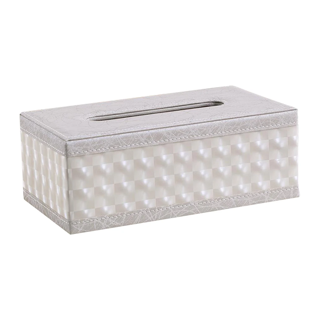 Napkin Holder Tissue Box  Storage Container White Grid Dispenser
