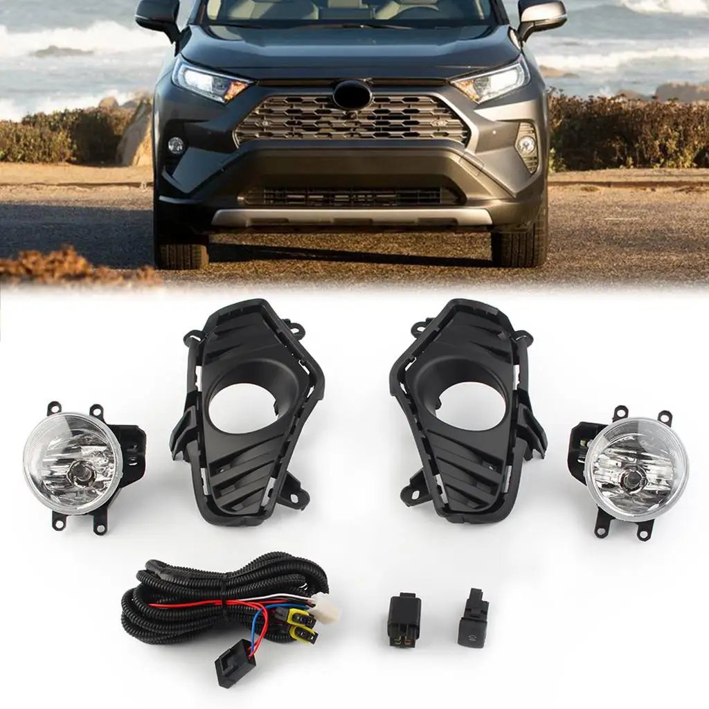 Bumper Bezel Cover LED Fog Lights Lamps Switch Wire Harness for Toyota RAV4 20-21 ,Extremely Bright Illumination Premium