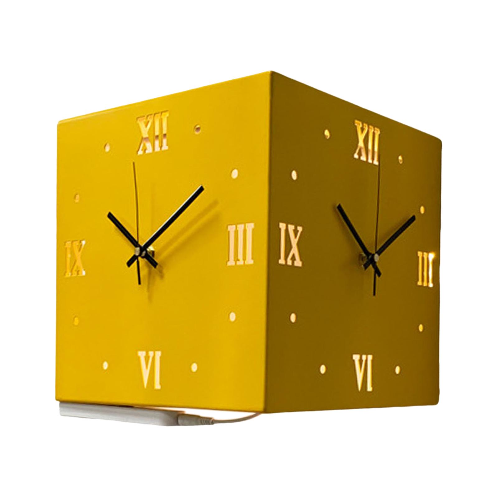 Description Picture 4 of itemCreative Light Sensor Corner Wall Clock Square Simple Double Sided Wall Clock with Arabic Numeral Scale Analog Silent Wall Clock