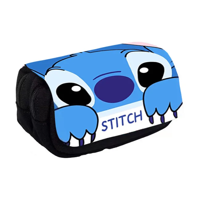 Disney cute pencil case Stitch large-capacity double-layer zipper