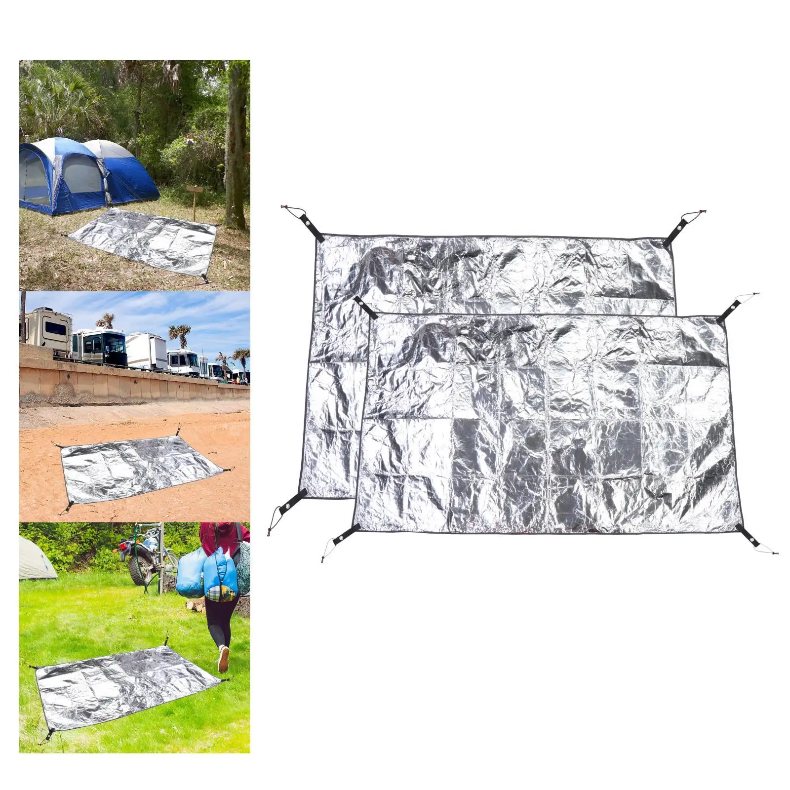 Camping Foil Sleeping Mat Waterproof Foldable Aluminium Heavy Duty Moistureproof Mattress 1Pcs for Tent Ground Hiking Festival