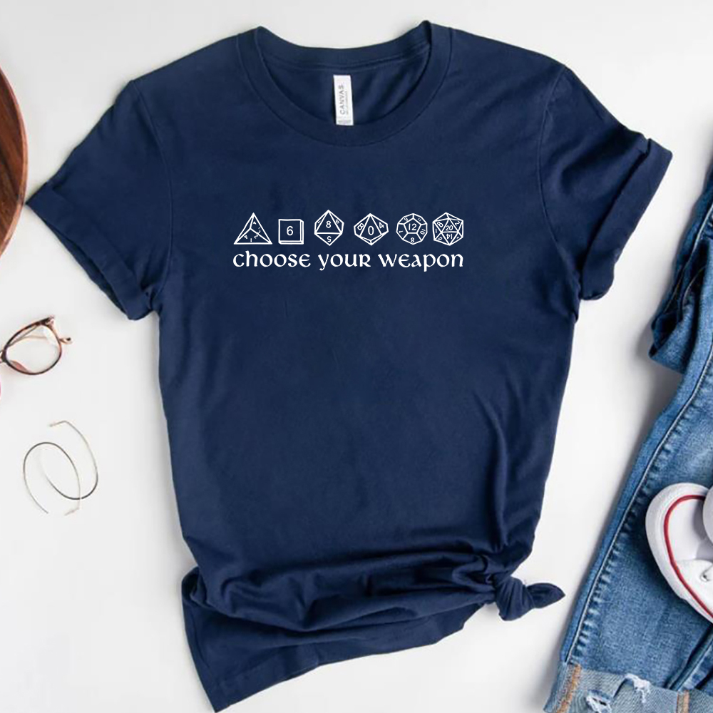 Wählen Sie Ihre Waffe T-Shirt Lustiges DnD-Würfel-Shirt Brettspiele RPG Gaming Tees Unisex Kurzarm-T-Shirt Vintage D&D DM Tops T-Shirt – Detail 2