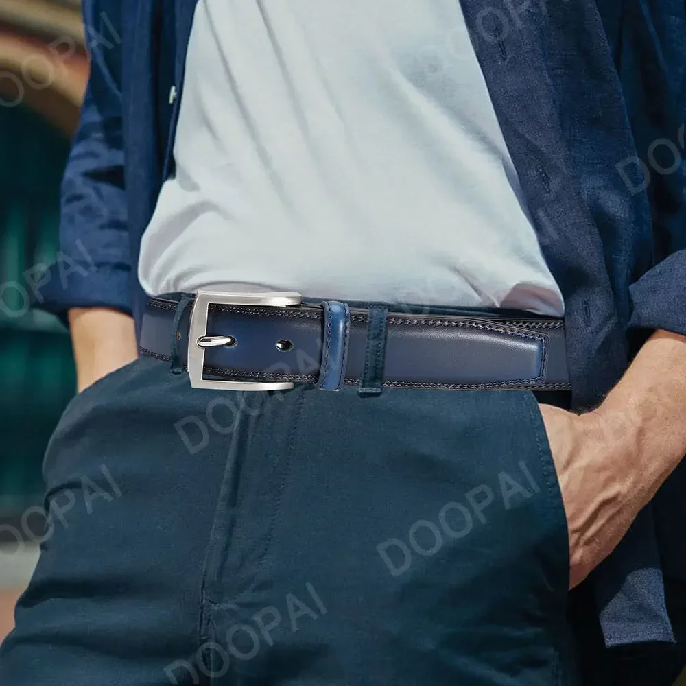 2023 neue Männer Gürtel Hohe Qualität Echtes Leder LANGE Große Pin Schnalle Metall Automatische Schnalle Männlich Gürtel Strap Männlich – Detail 11