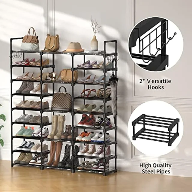 ROJASOP Portable Shoe Rack Organizer 8-Tier Shoe Cabinet 48-Pair Shoe  Organizer Shoe Storage Expandable Free Standing Stackable - AliExpress
