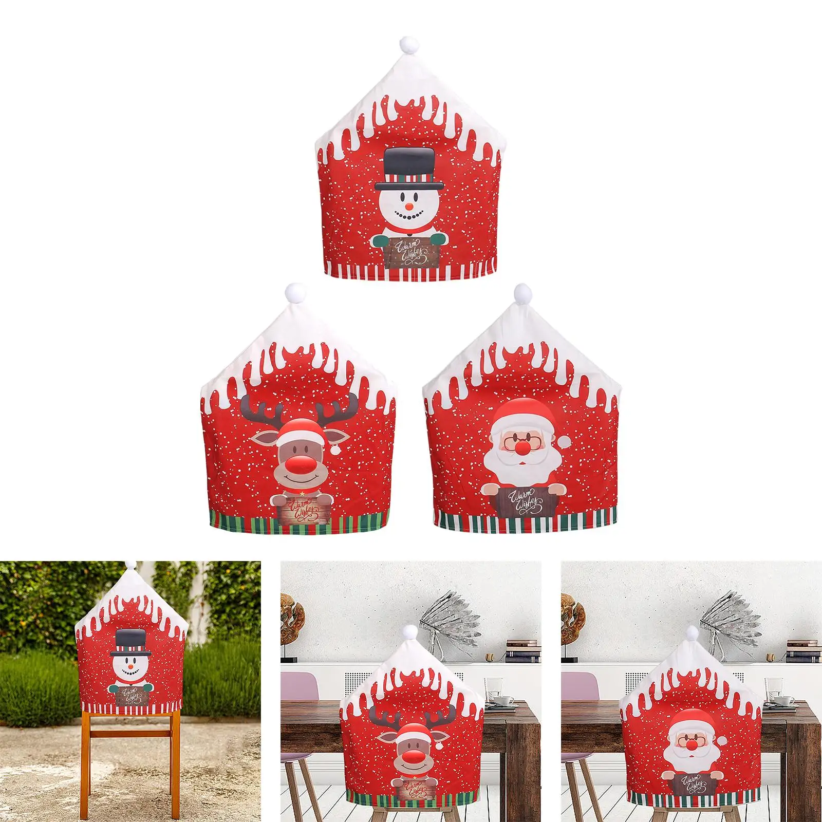 Christmas Chair Cover Dinner Chair Slipcover Decor Homeware Christmas Seat Covers for Hotel Festive Restaurant Bar Xmas Replace