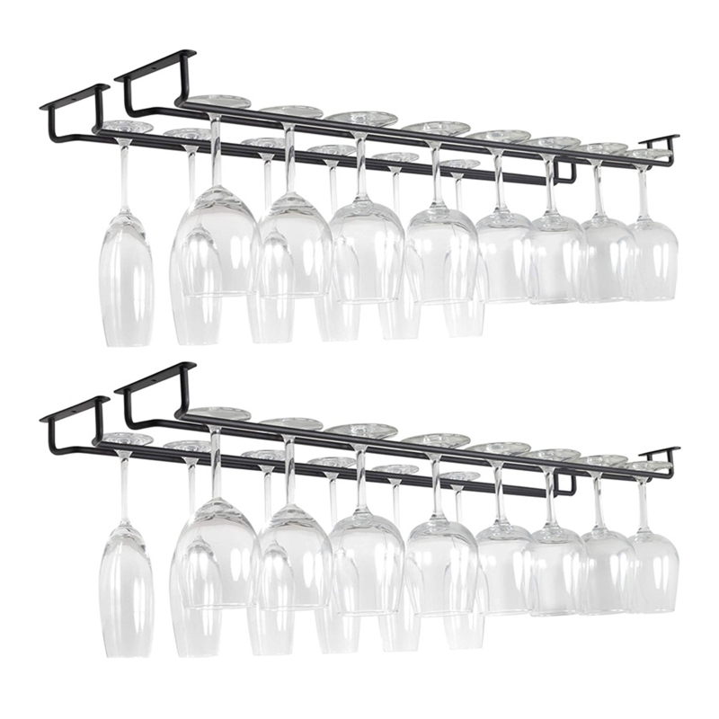 Description Picture 6 of itemLXAF Wine Glass Rack Under Cabinet Wine Glass Holder Glasses Storage Hanger Iron Art for Bar Kitchen