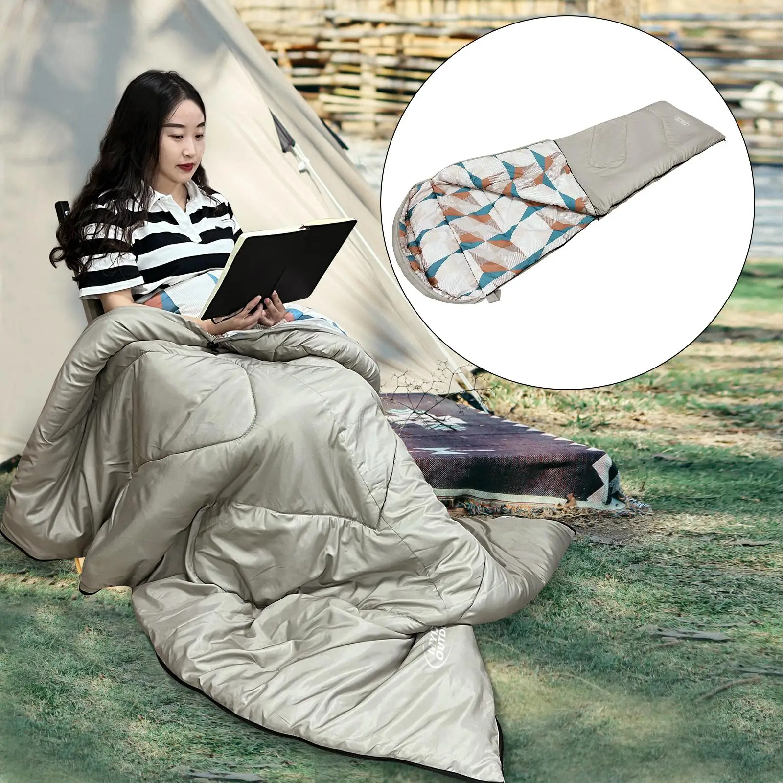 Portable Sleeping bag Warm Survival Thermal Comfortable Polyester for Women Cold Weather Hiking Mountaineering Camping