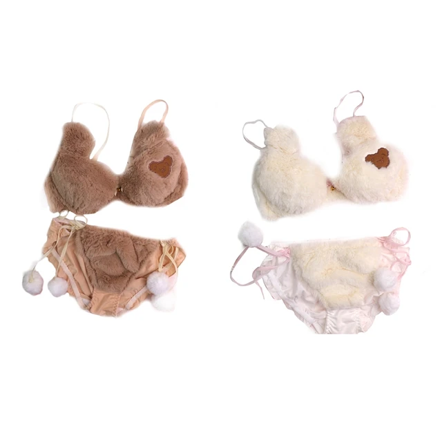Gold Maple - Set: Rabbit Ear Ruffle Keyhole Bra + Panty