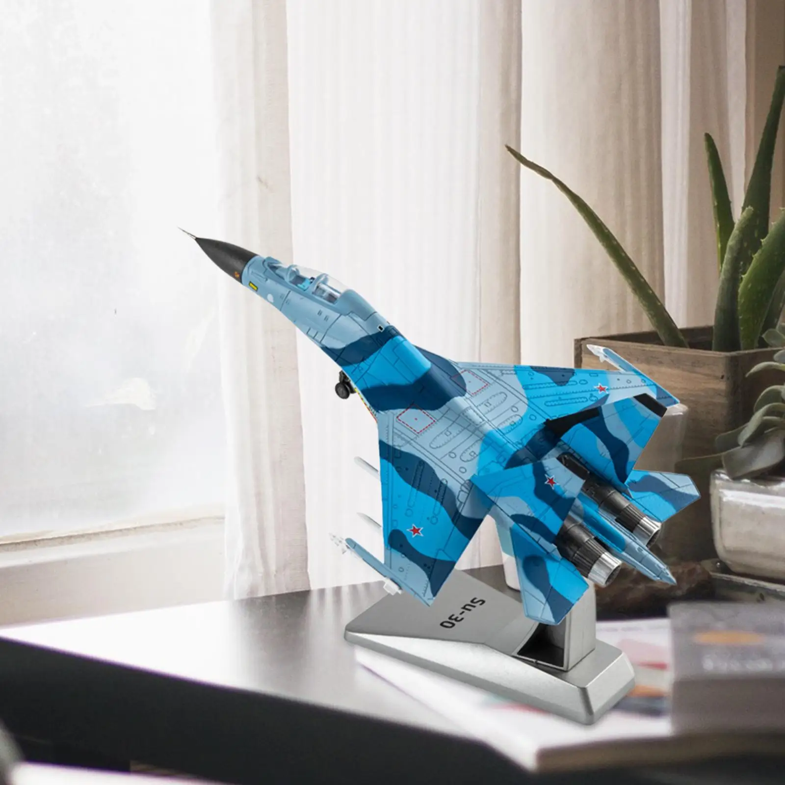 Alloy 1/100 Scale Aircraft SU-30 Fighter with Dispaly Stand Airplane Model for Adult Gifts Home Decoration Ornaments Collection