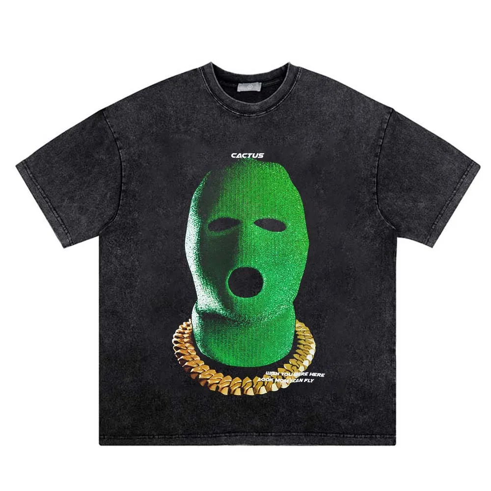 Vintage Green Hood Gangster Oversize Tee: Streetwear Statement - true deals club