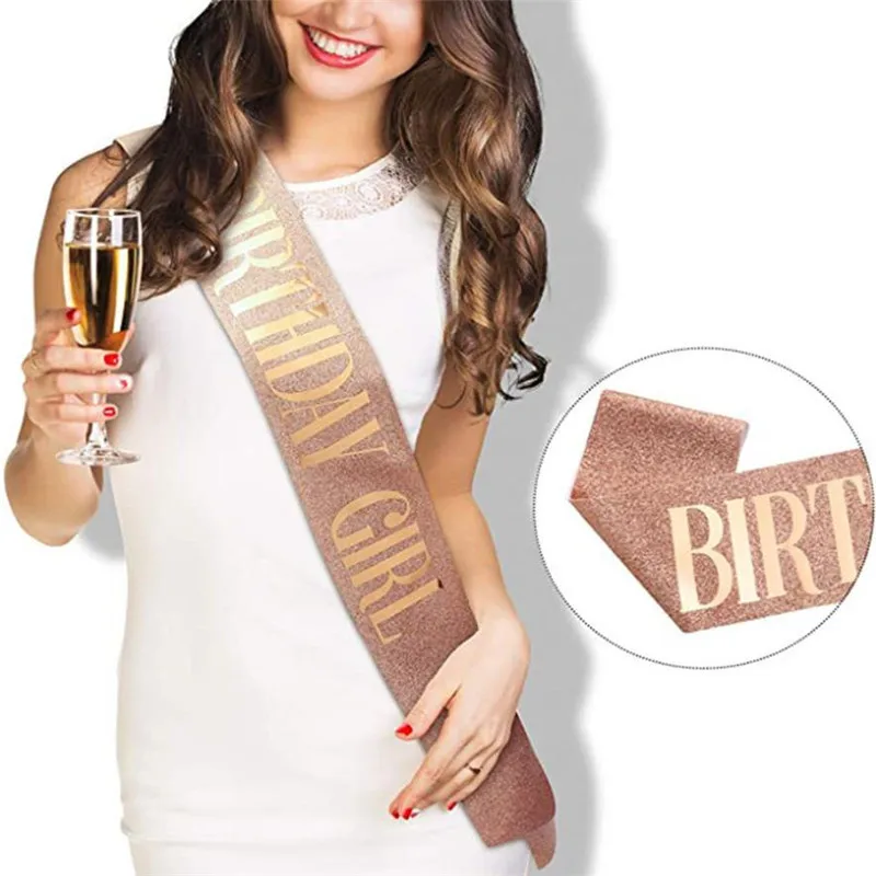 1Pc Glitter Zeremonie Gürtel Geburtstag Königin Party Strap Geburtstag Mädchen Glitter Band Geburtstag Partei Liefert Glitter Zubehör – Detail 6