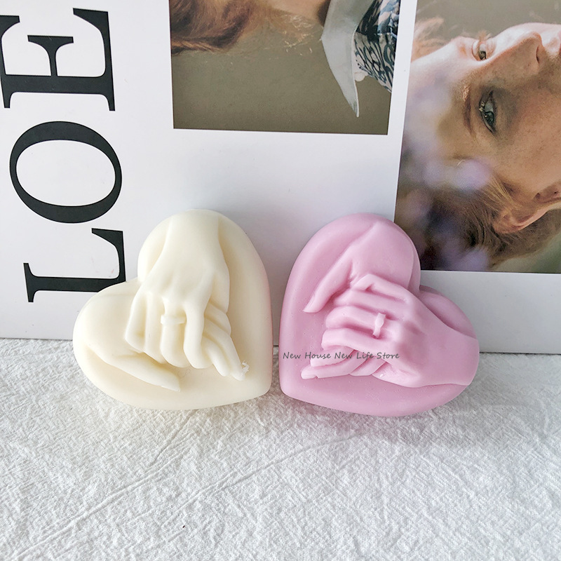 Description Picture 4 of item3D Heart-shaped Hand in Hand Handmade Silicone Soap Mold DIY Heart-shaped Candle Mold Chocolate Mold Wedding Cake Making Mold