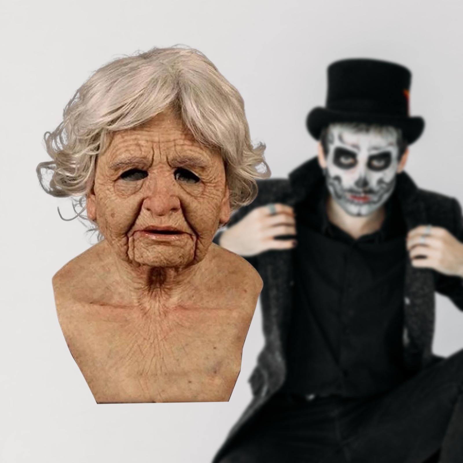 Funny Latex Mask Human Wrinkle Face Mask Grandfather Head Cover for Cosplay