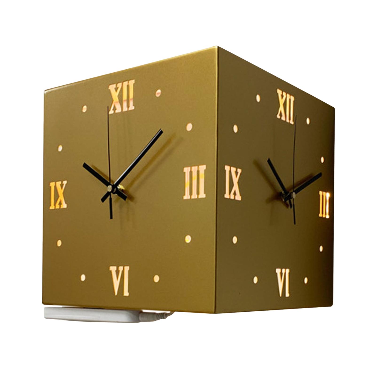 Description Picture 5 of itemCreative Light Sensor Corner Wall Clock Square Simple Double Sided Wall Clock with Arabic Numeral Scale Analog Silent Wall Clock