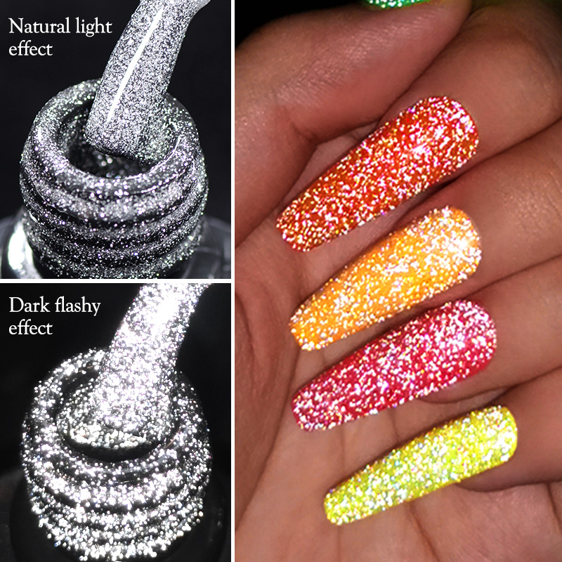 Best of Mtssii 7ml Reflective Glitter Top Coat Semi Permanent Shiny Gel Nail Polish Sparkling UV Nail Gel Varnish Nail Art Decoration Reviews & Tips