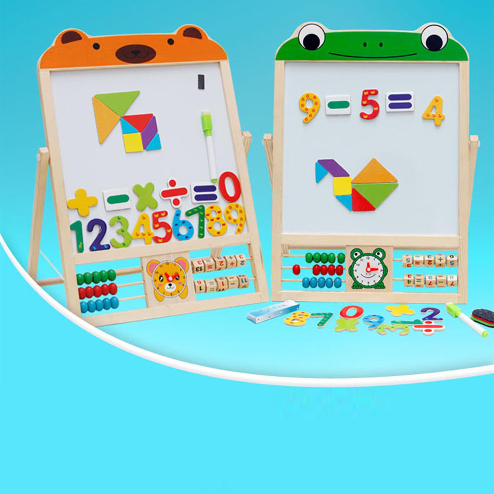 Double Sided Drawing Board Art Easel Jigsaw Puzzle Toys Whiteboard Chalkboard for Boys Girls Toddlers Age 3 4 5 6 Years Old Kids